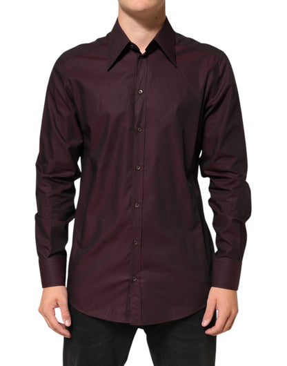 Violet GOLD Cotton Collared Dress Formal Shirt-Dolce & Gabbana-LabelTerrace.com