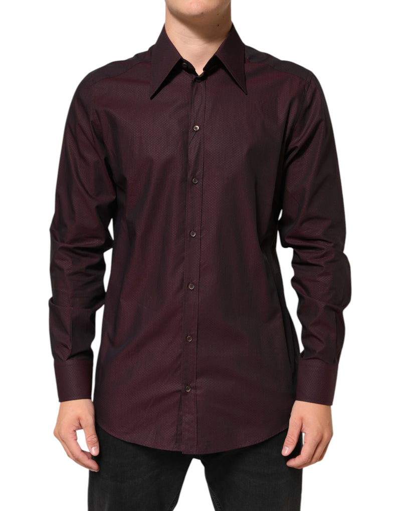 Violet GOLD Cotton Collared Dress Formal Shirt-Dolce & Gabbana-LabelTerrace.com
