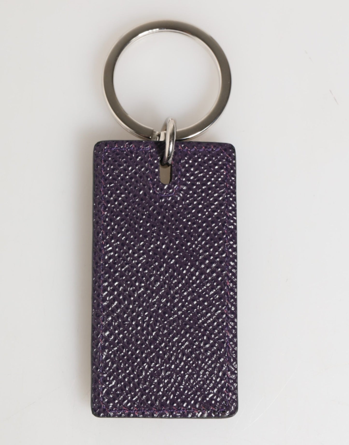 Violet Leather Logo Metal Ring Men Keychain Keyring-Dolce & Gabbana-LabelTerrace.com