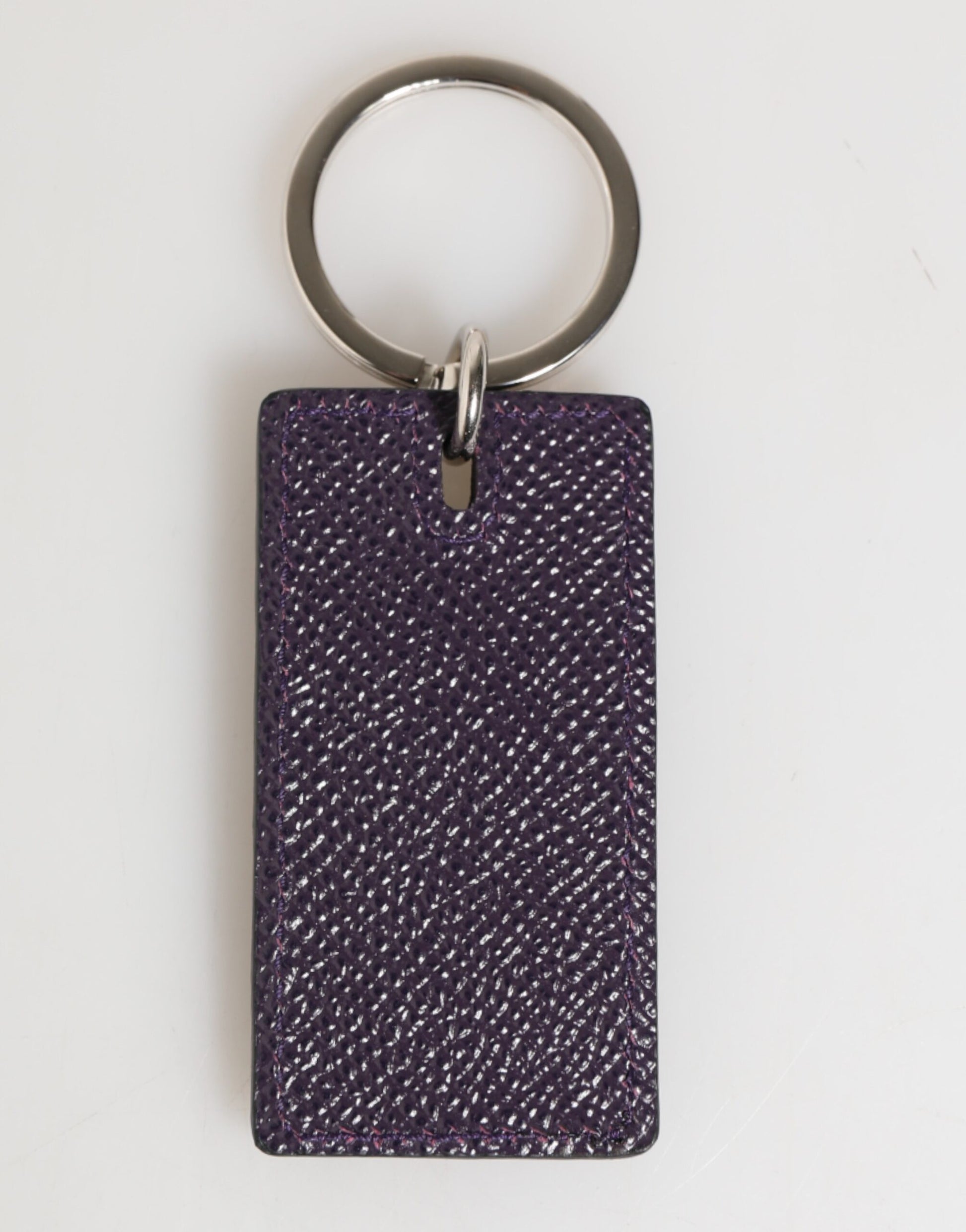 Violet Leather Logo Metal Ring Men Keychain Keyring-Dolce & Gabbana-LabelTerrace.com