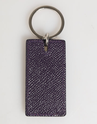 Violet Leather Logo Metal Ring Men Keychain Keyring-Dolce & Gabbana-LabelTerrace.com