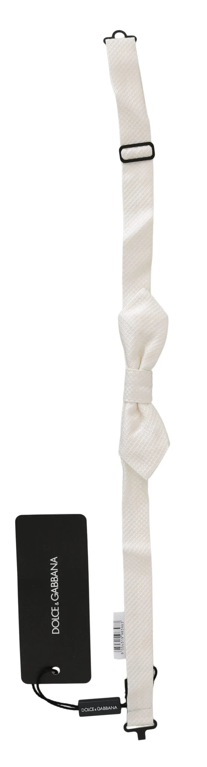 White 100% Silk Slim Adjustable Neck Papillon Men Tie-Dolce & Gabbana-LabelTerrace.com