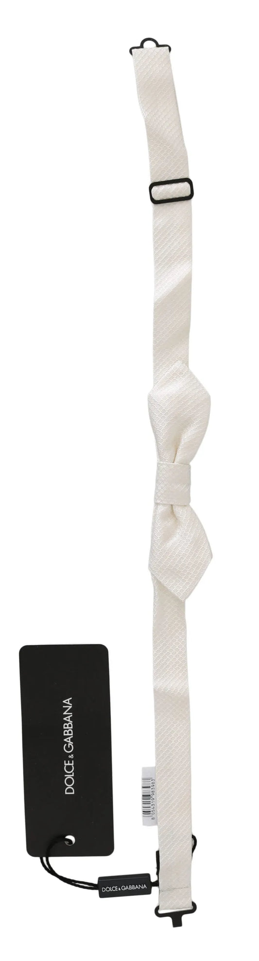 White 100% Silk Slim Adjustable Neck Papillon Men Tie-Dolce & Gabbana-LabelTerrace.com
