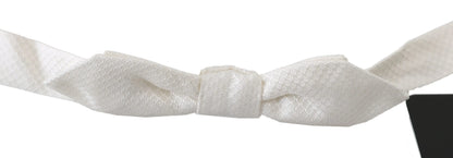 White 100% Silk Slim Adjustable Neck Papillon Men Tie-Dolce & Gabbana-LabelTerrace.com