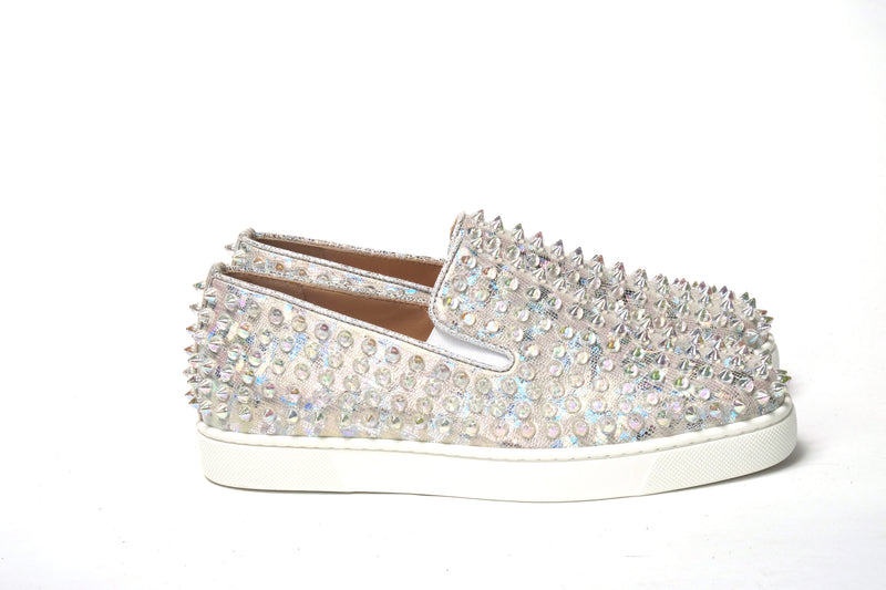 White Ab/Clear Ab Roller Boat Woman Flat Sneaker-Christian Louboutin-LabelTerrace.com