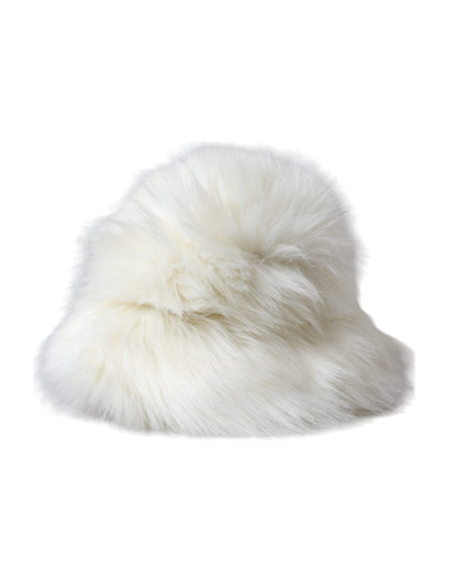 White Acrylic Fur Womens Bucket Hat-Dolce & Gabbana-LabelTerrace.com