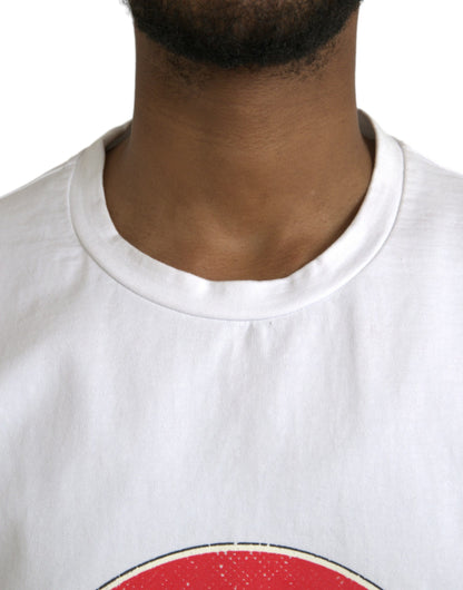 White Amor Heart Cotton Crewneck Short Sleeve T-shirt-Dolce & Gabbana-LabelTerrace.com