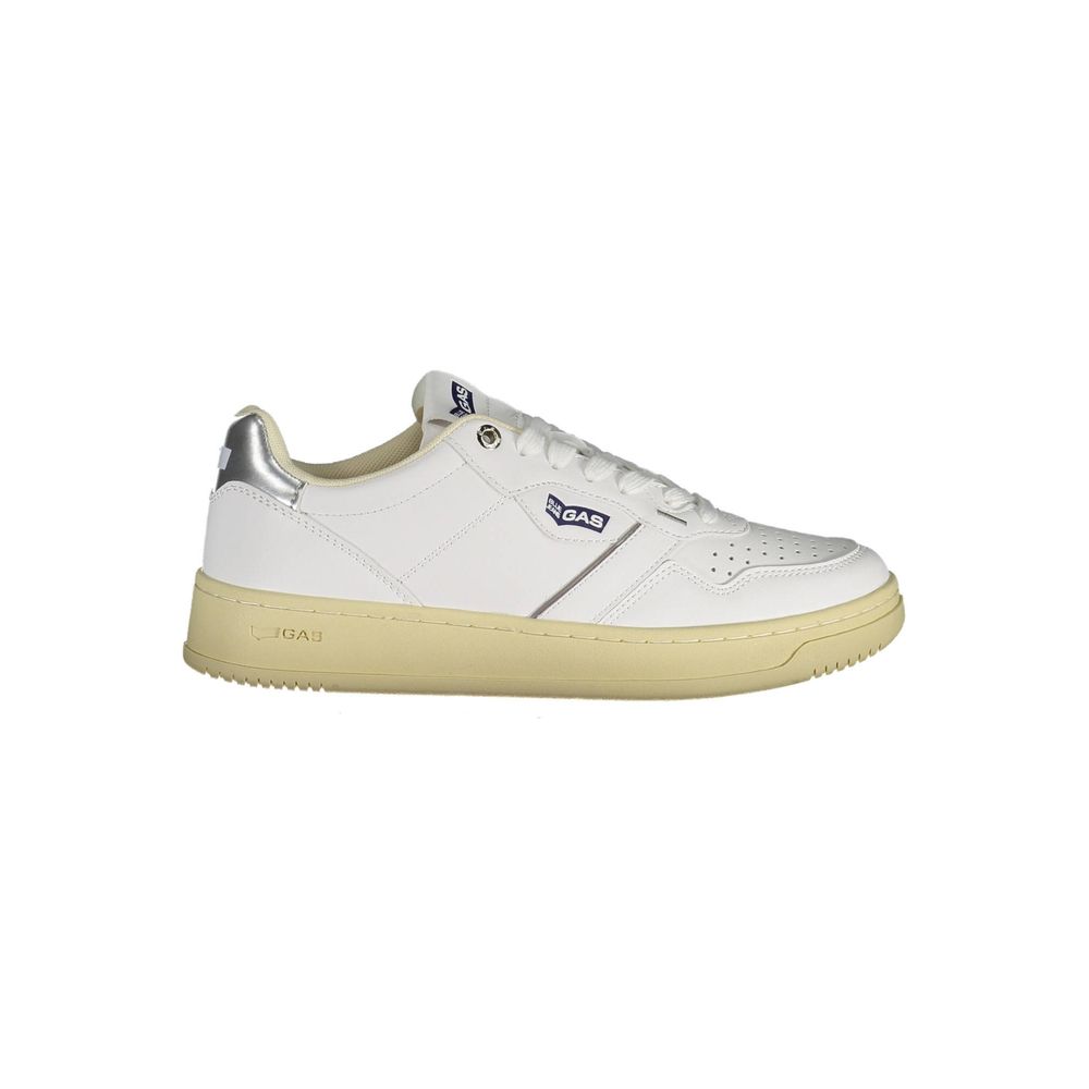 White Artificial Leather Sneaker-Gas-LabelTerrace.com