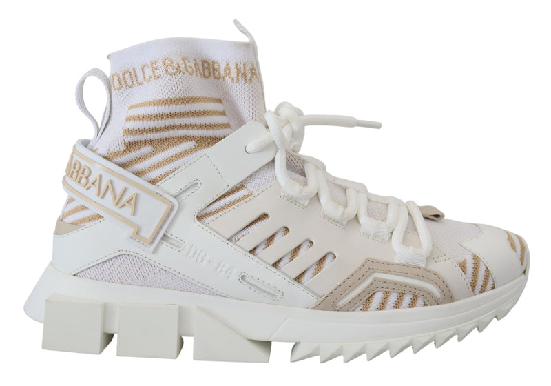 White Beige Sorrento Sneakers Shoes-Dolce & Gabbana-LabelTerrace.com