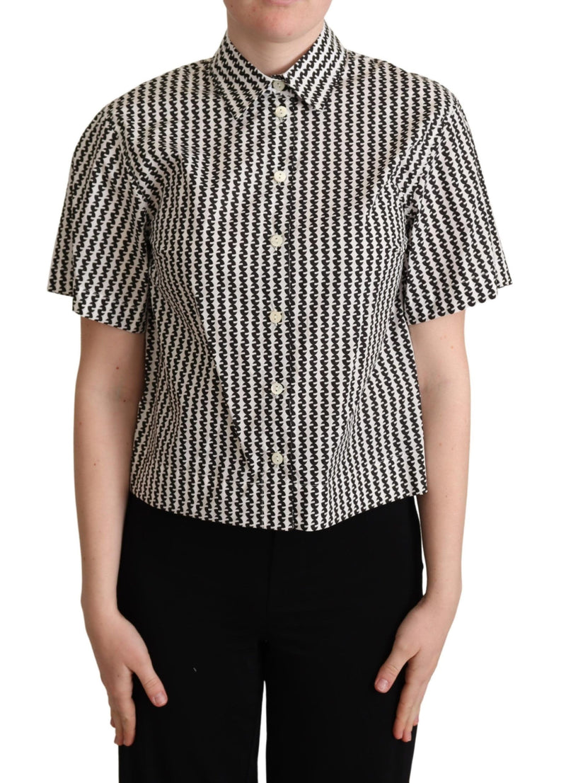White Black Fantasy Pattern Shirt-Dolce & Gabbana-LabelTerrace.com