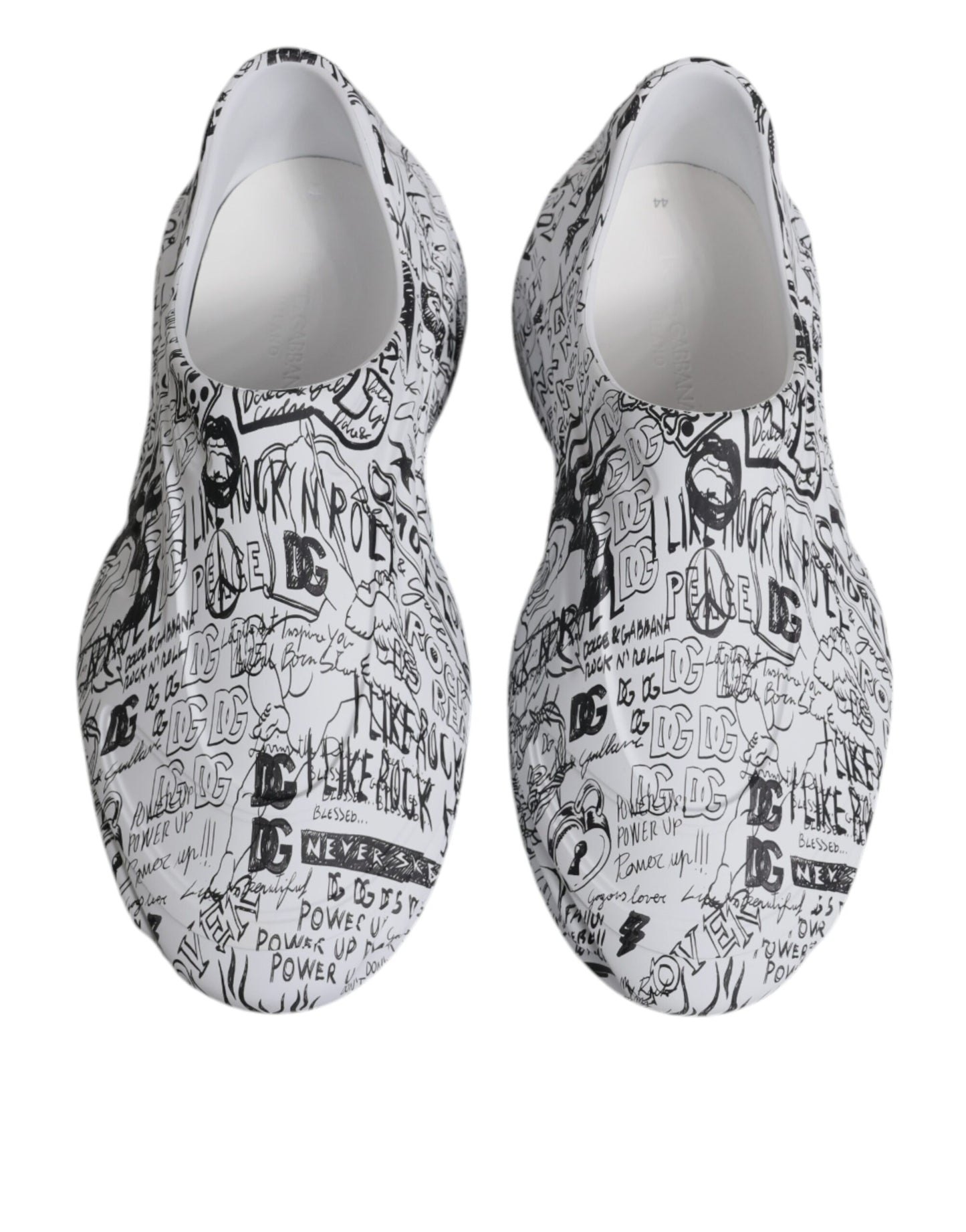 White Black Graffiti Daymaster Sneakers Shoes-Dolce & Gabbana-LabelTerrace.com