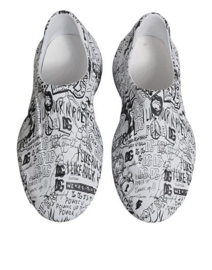 White Black Graffiti Daymaster Sneakers Shoes-Dolce & Gabbana-LabelTerrace.com