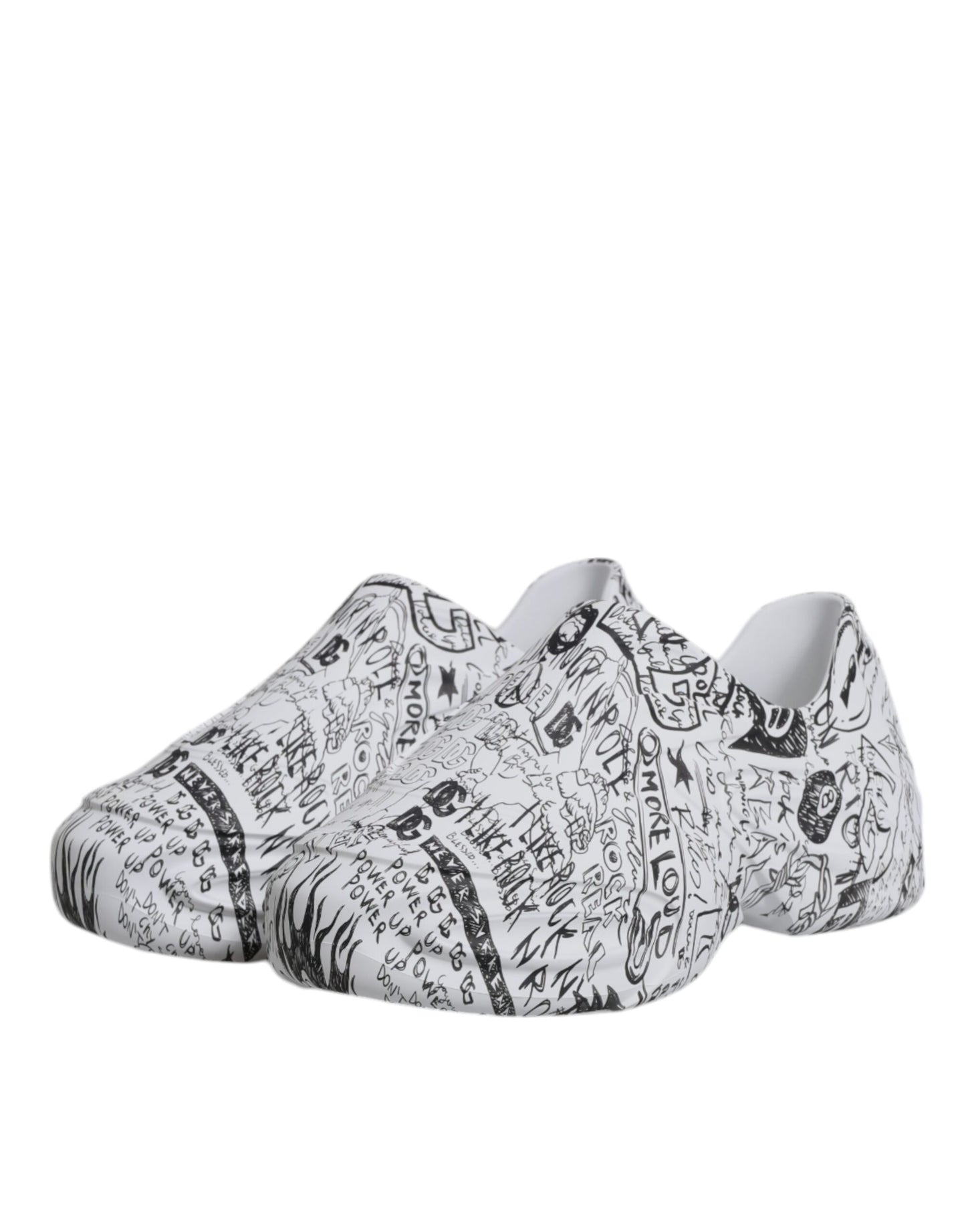 White Black Graffiti Daymaster Sneakers Shoes-Dolce & Gabbana-LabelTerrace.com