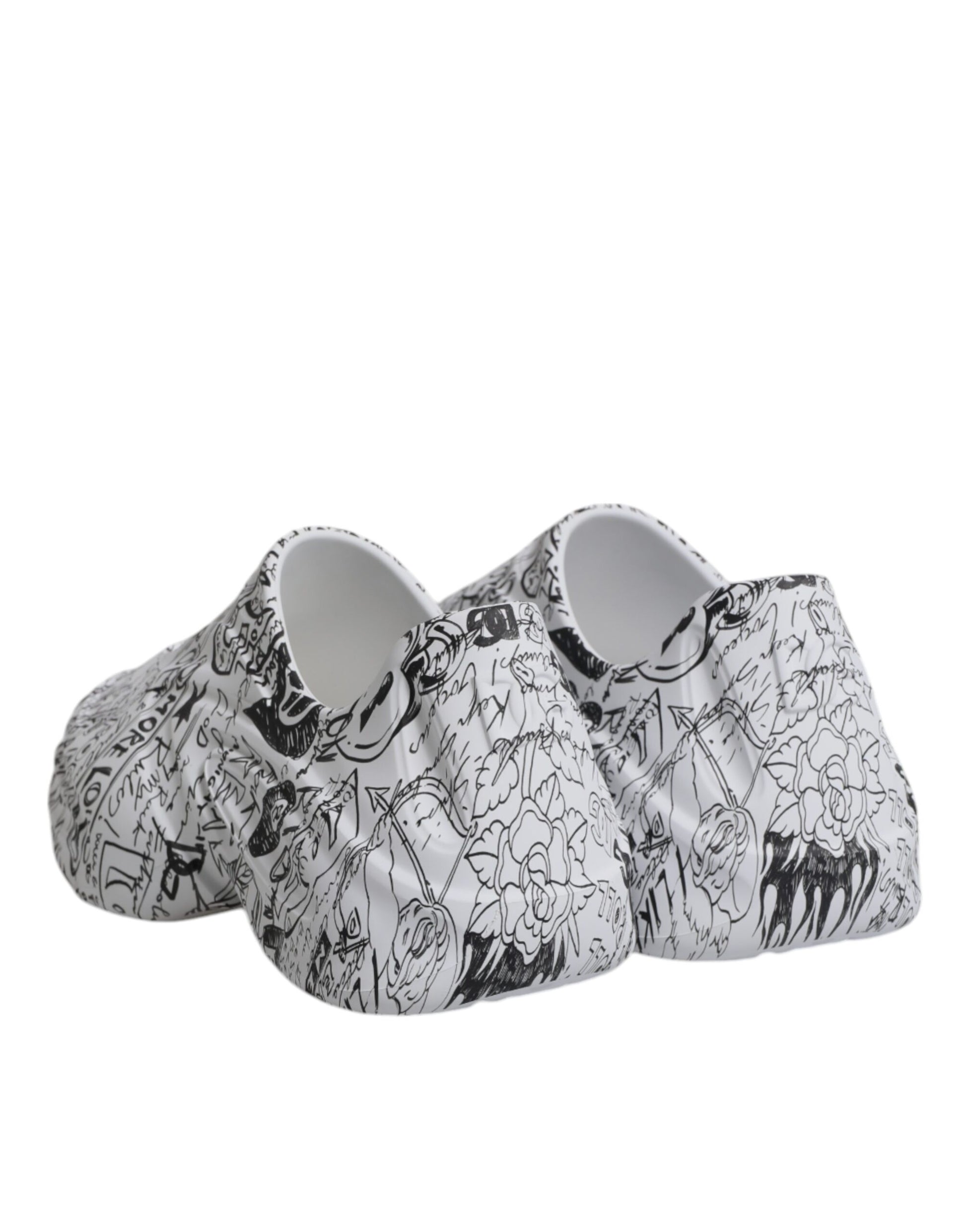 White Black Graffiti Daymaster Sneakers Shoes-Dolce & Gabbana-LabelTerrace.com