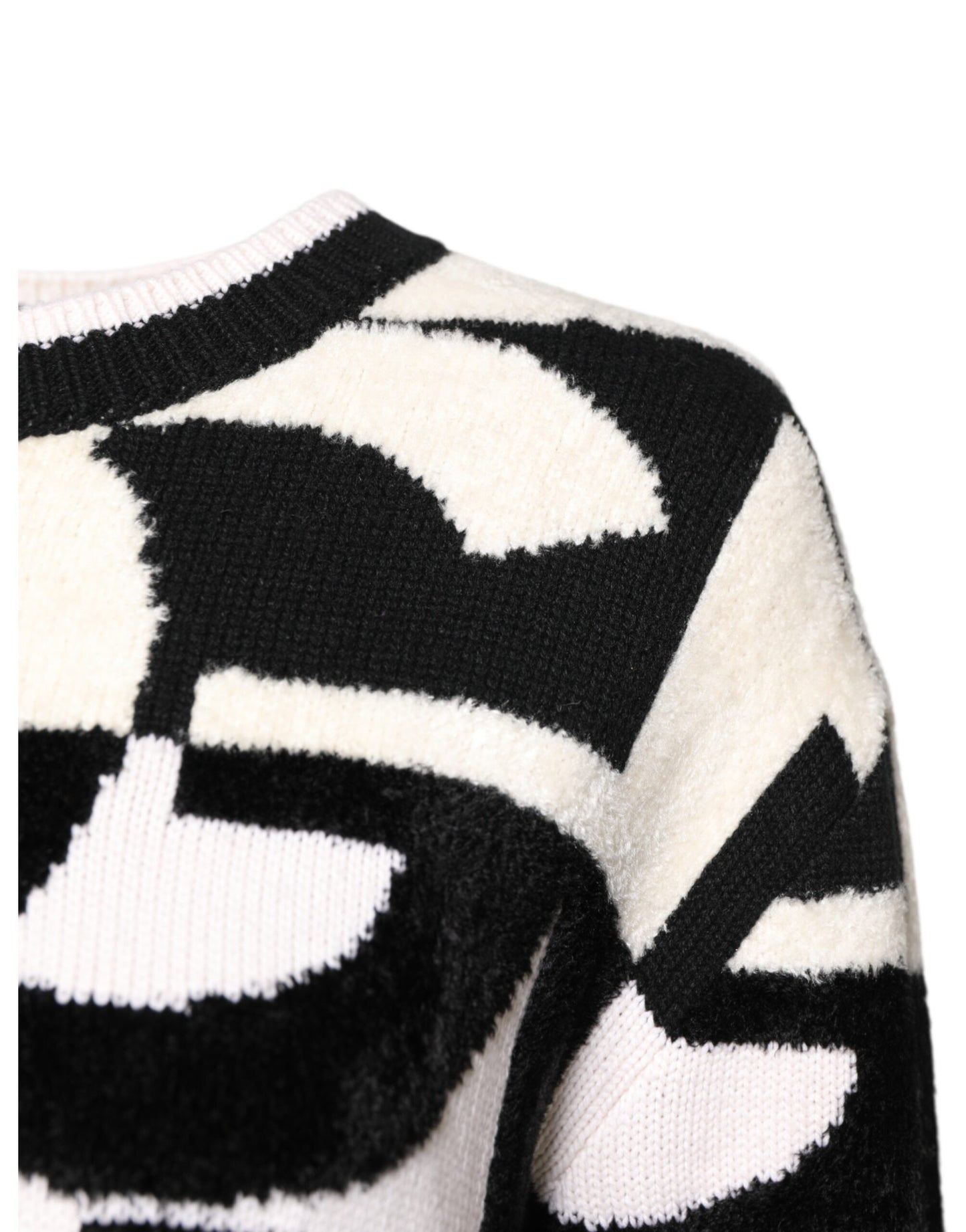 White Black Logo Print Women Pullover Sweater-Dolce & Gabbana-LabelTerrace.com