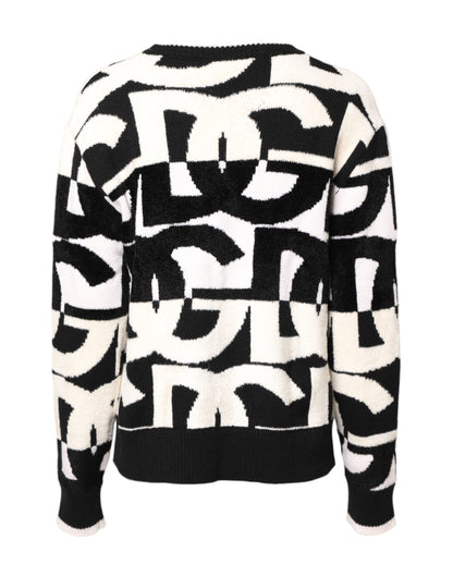 White Black Logo Print Women Pullover Sweater-Dolce & Gabbana-LabelTerrace.com