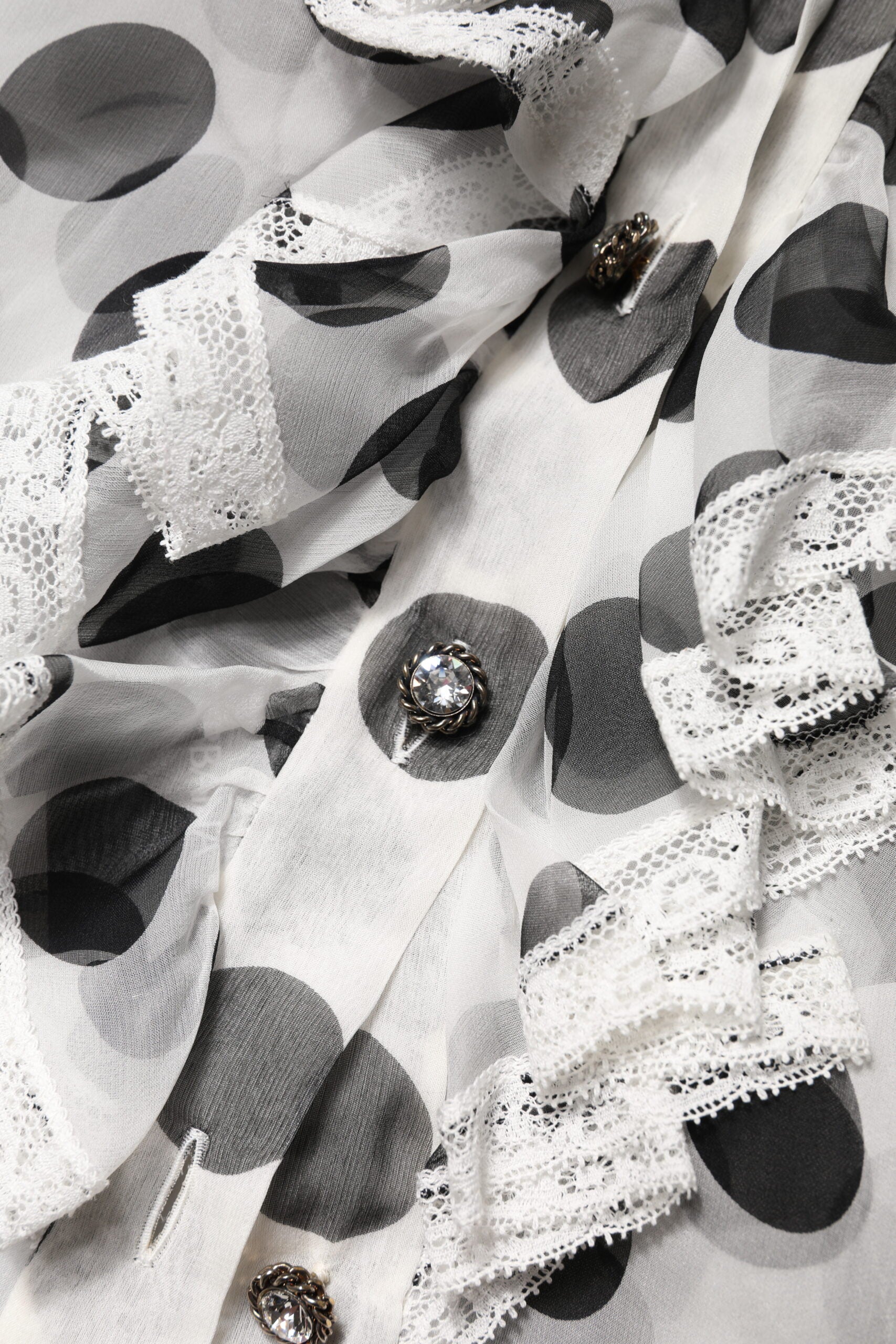 White Black Polka Dot Cotton Sleeveless Top-Dolce & Gabbana-LabelTerrace.com