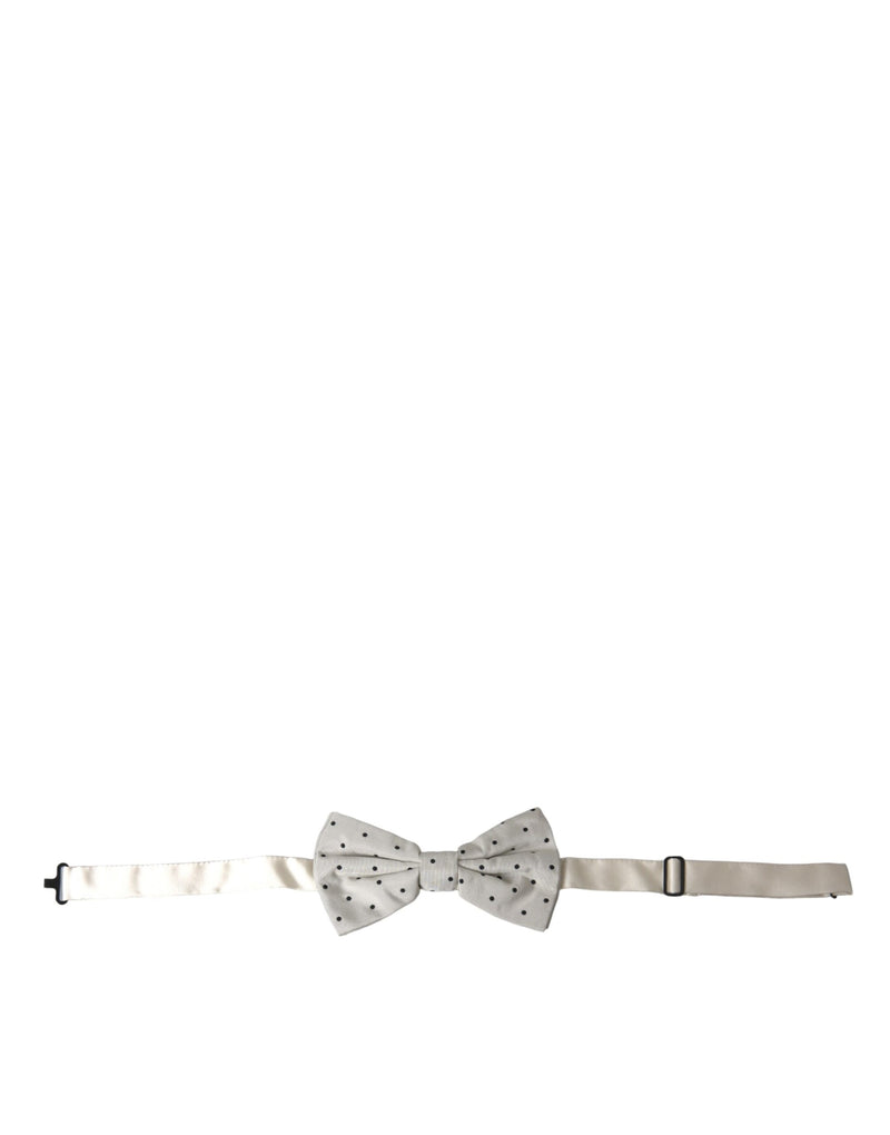 White Black Polka Dot Polyester Bow Tie Men-Dolce & Gabbana-LabelTerrace.com