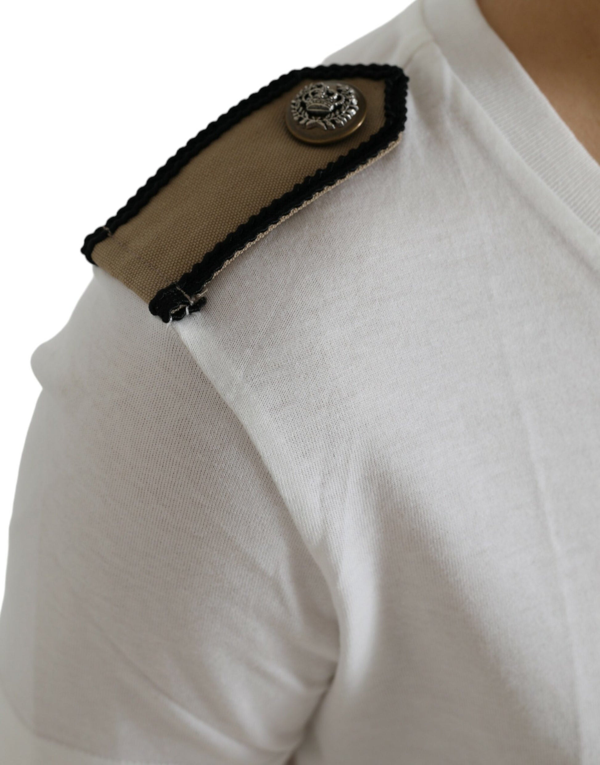 White Black Roses Crewneck Cotton T-shirt-Dolce & Gabbana-LabelTerrace.com