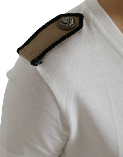 White Black Roses Crewneck Cotton T-shirt-Dolce & Gabbana-LabelTerrace.com