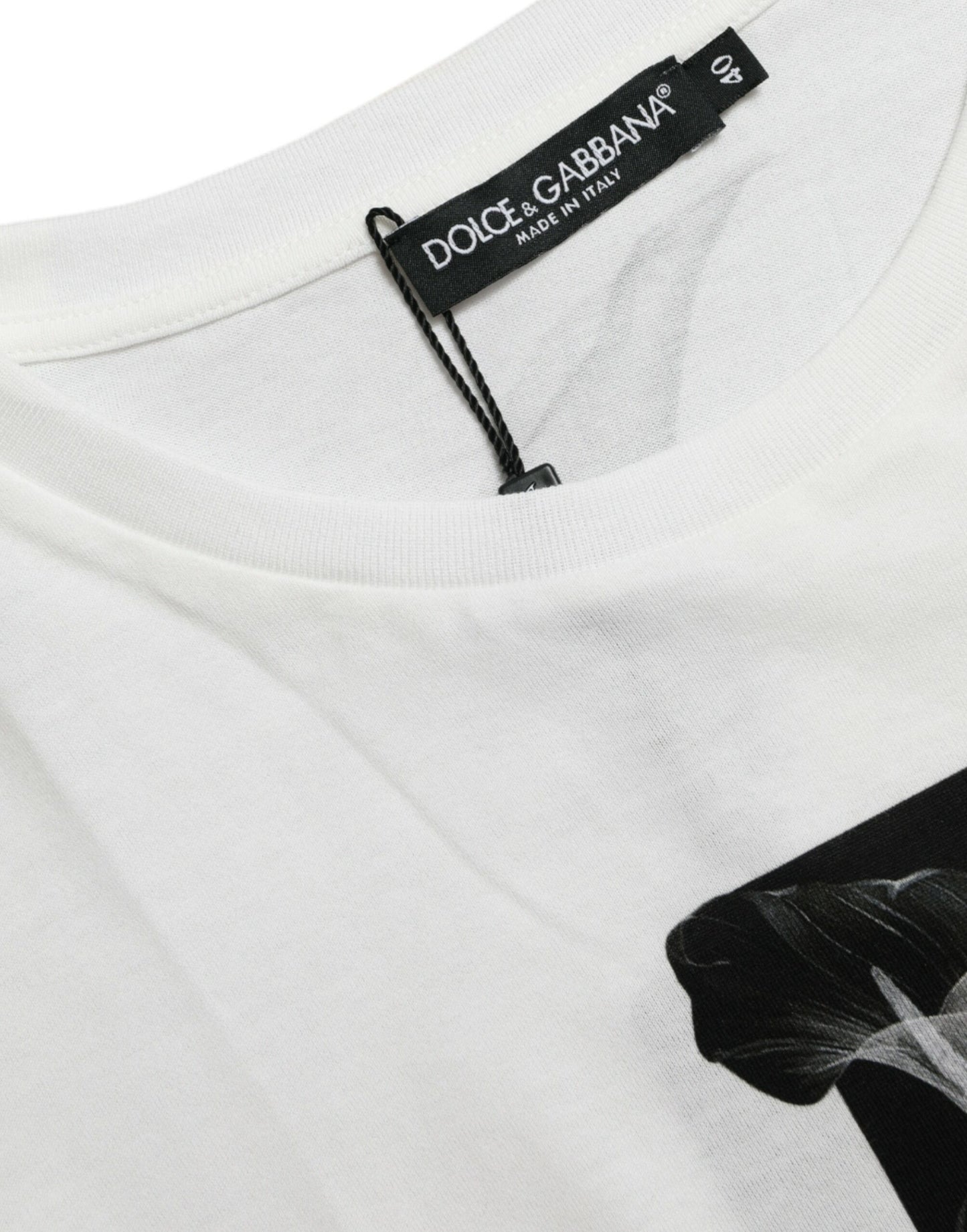 White Black Roses Crewneck Cotton T-shirt-Dolce & Gabbana-LabelTerrace.com