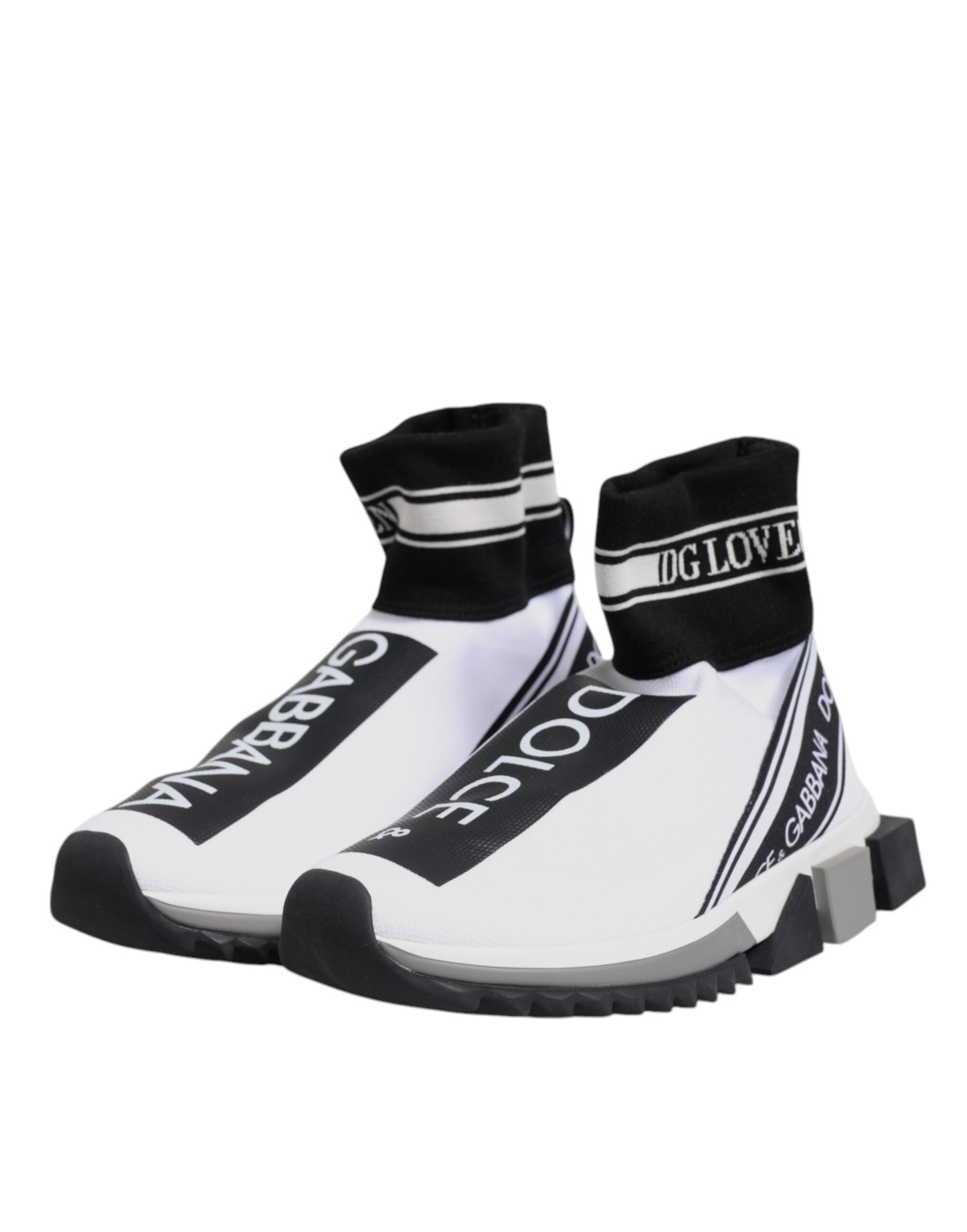 White Black Sorrento Socks Sneakers Shoes-Dolce & Gabbana-LabelTerrace.com