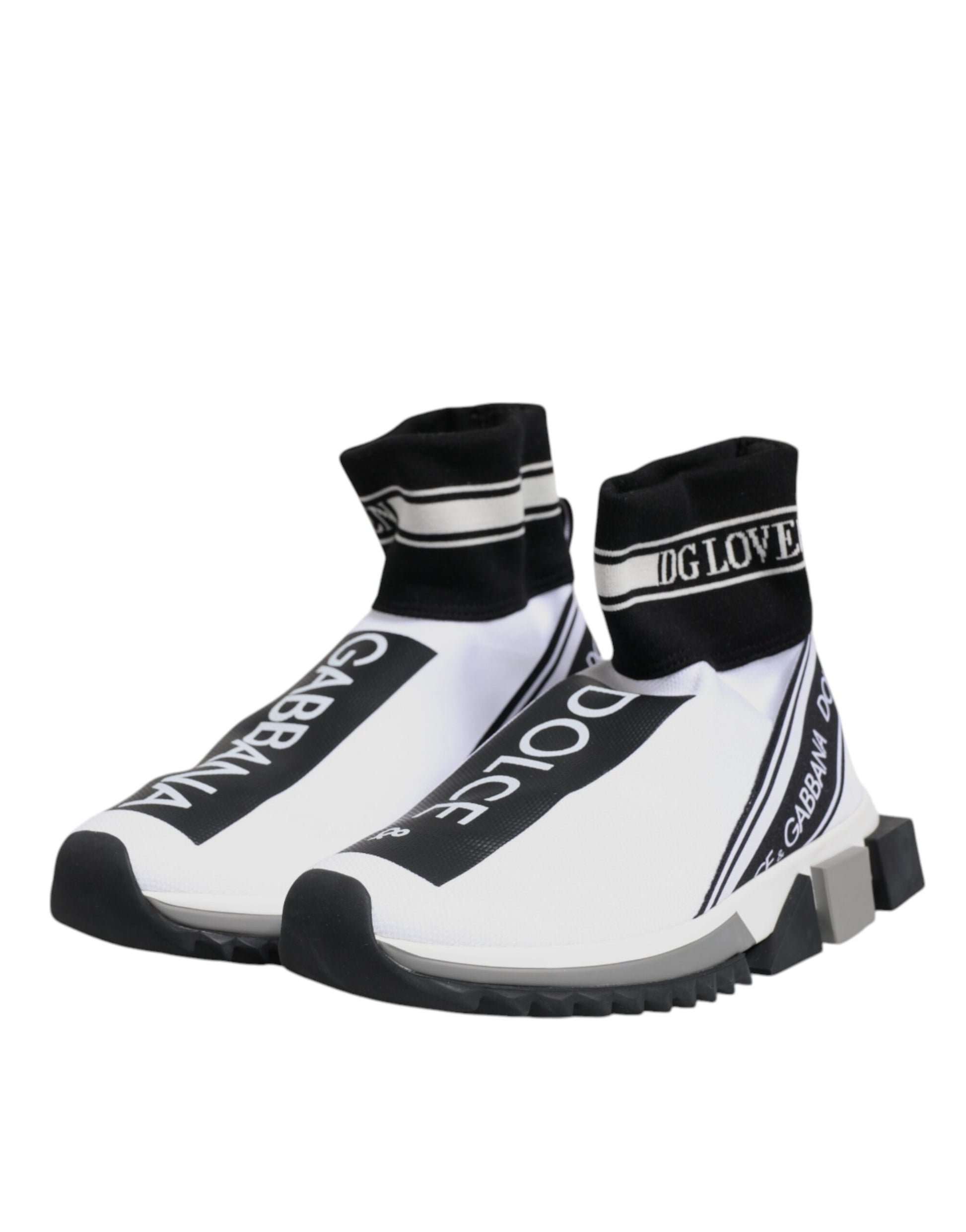 White Black Sorrento Socks Sneakers Shoes-Dolce & Gabbana-LabelTerrace.com
