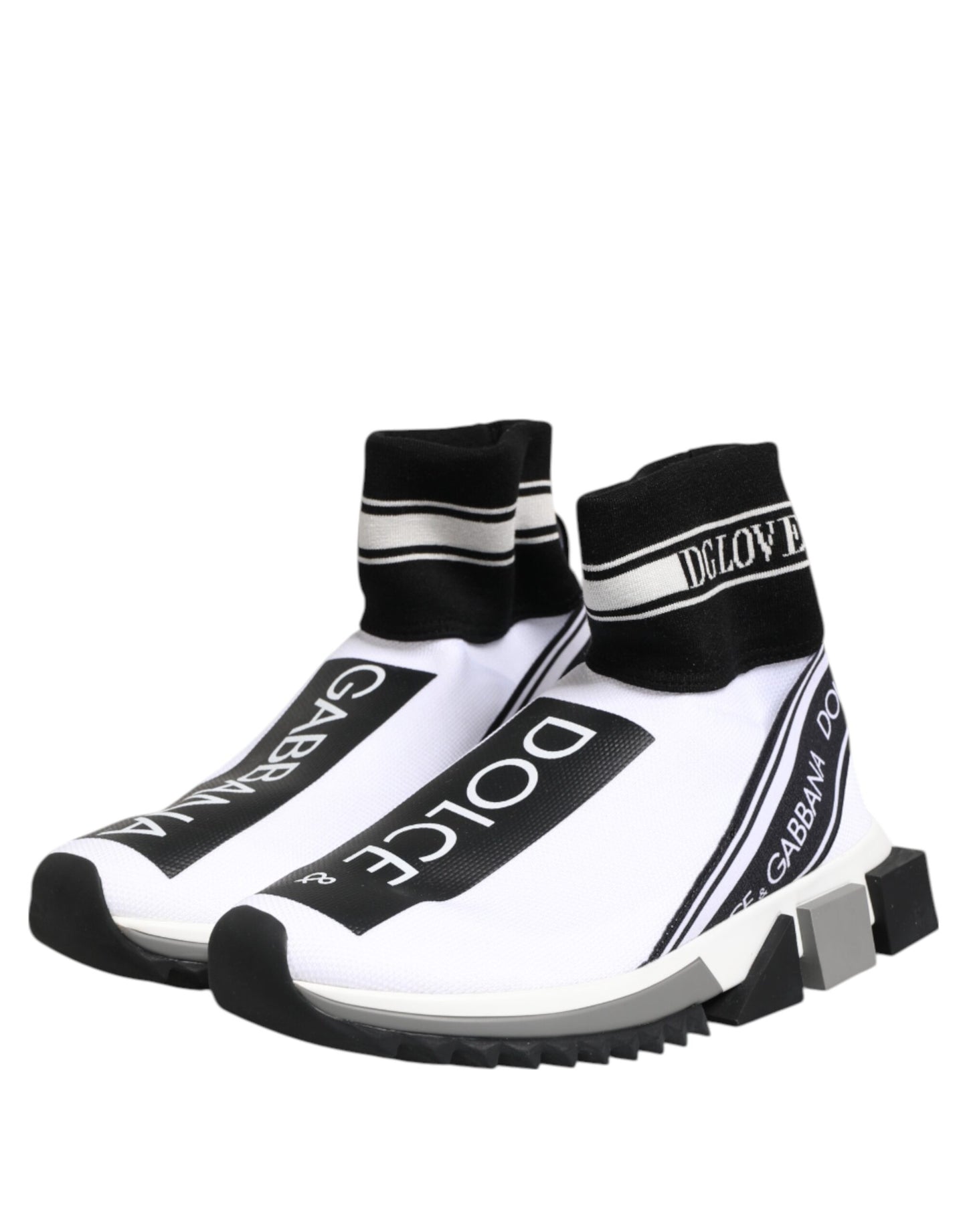 White Black Sorrento Socks Sneakers Shoes-Dolce & Gabbana-LabelTerrace.com