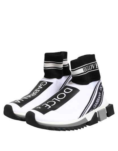 White Black Sorrento Socks Sneakers Shoes-Dolce & Gabbana-LabelTerrace.com