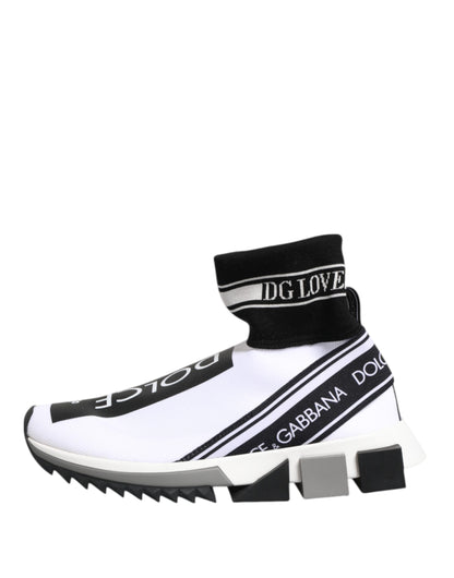 White Black Sorrento Socks Sneakers Shoes-Dolce & Gabbana-LabelTerrace.com