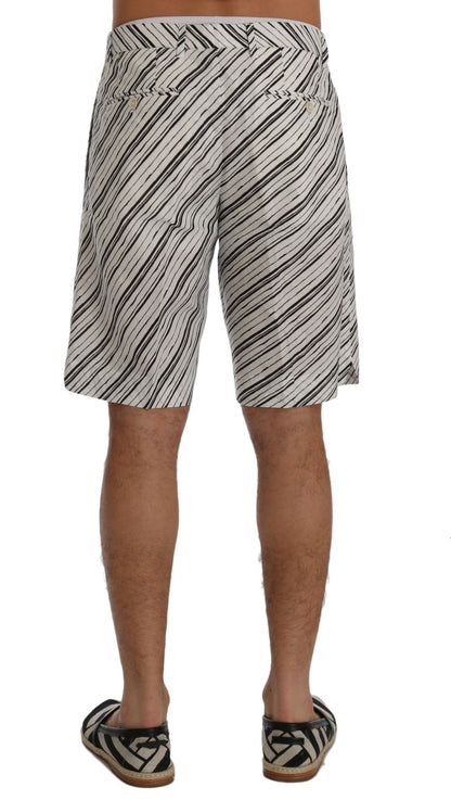 White Black Striped Casual Shorts-Dolce & Gabbana-LabelTerrace.com
