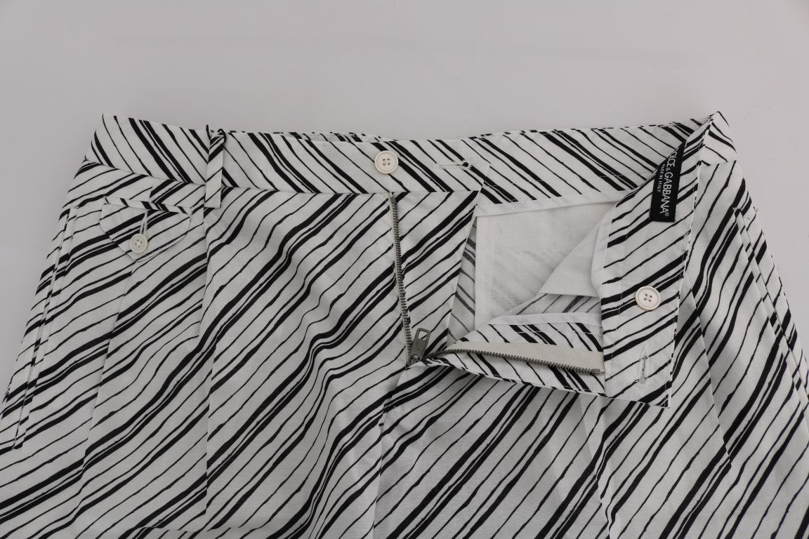 White Black Striped Casual Shorts-Dolce & Gabbana-LabelTerrace.com