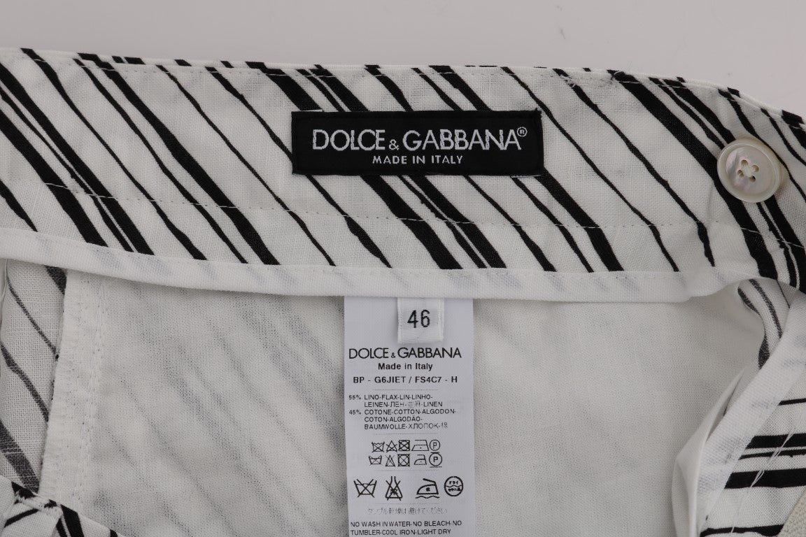White Black Striped Casual Shorts-Dolce & Gabbana-LabelTerrace.com