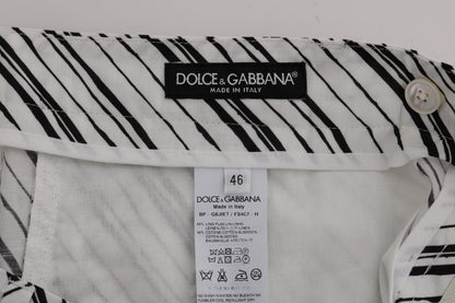 White Black Striped Casual Shorts-Dolce & Gabbana-LabelTerrace.com