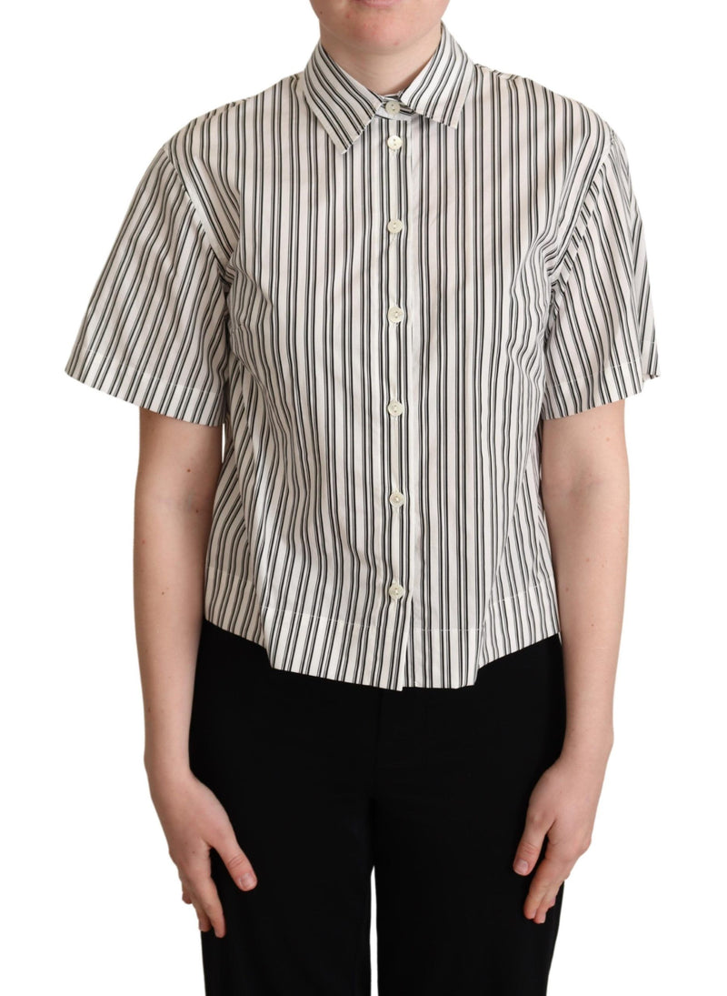 White Black Striped Shirt Blouse Top-Dolce & Gabbana-LabelTerrace.com