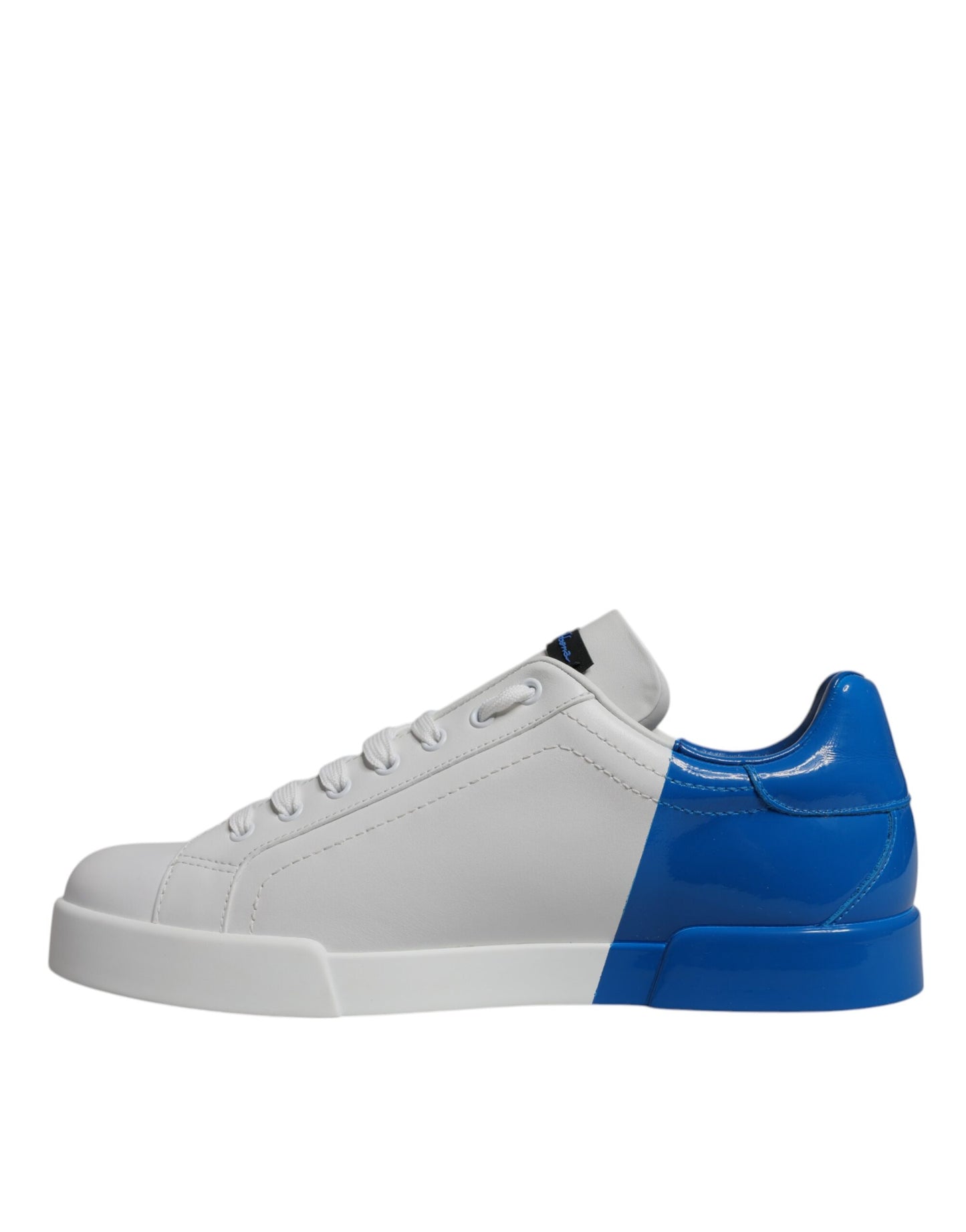 White Blue Leather Logo Low Top Sneakers Shoes-Dolce & Gabbana-LabelTerrace.com