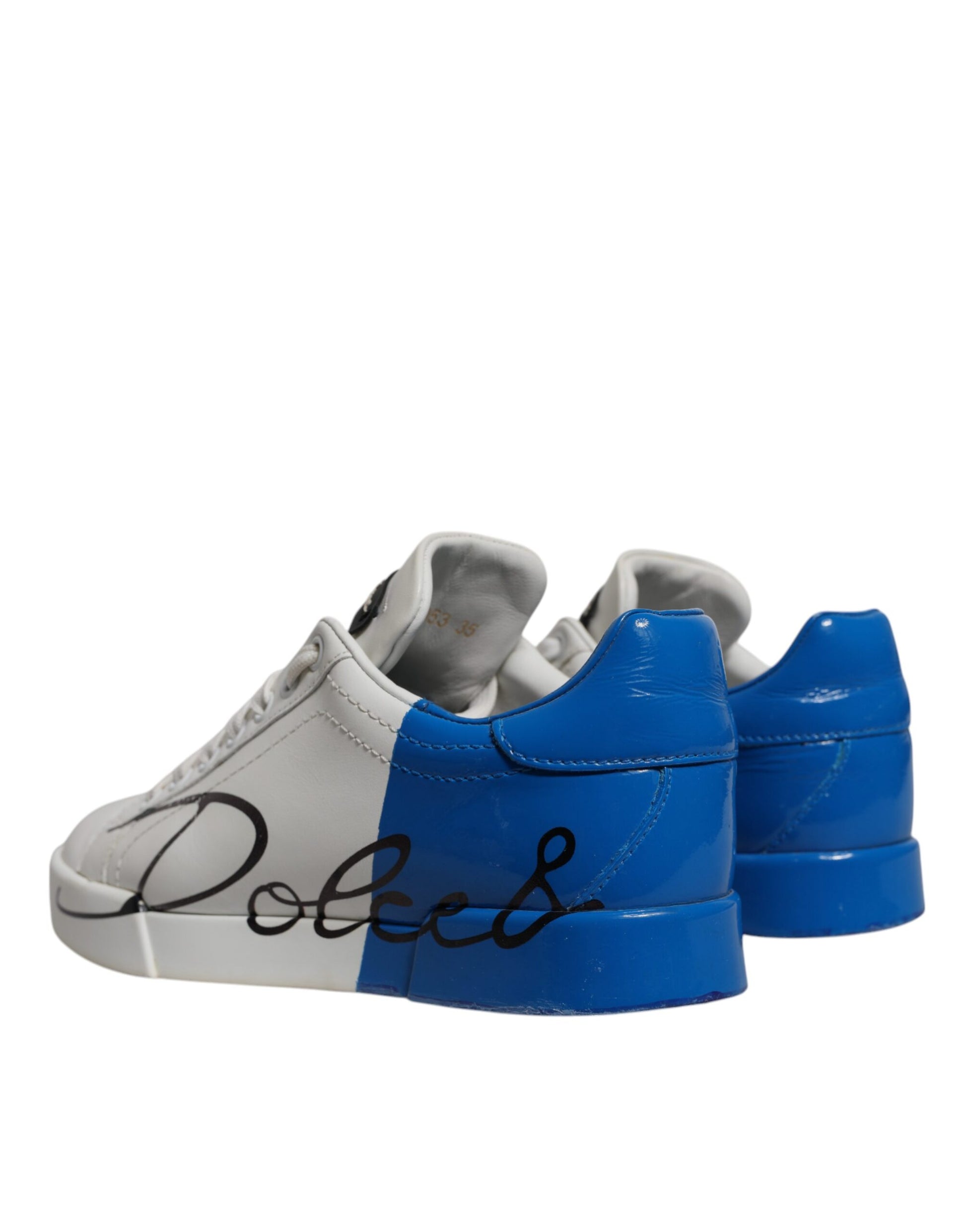 White Blue Logo Portofino Sneakers Shoes-Dolce & Gabbana-LabelTerrace.com
