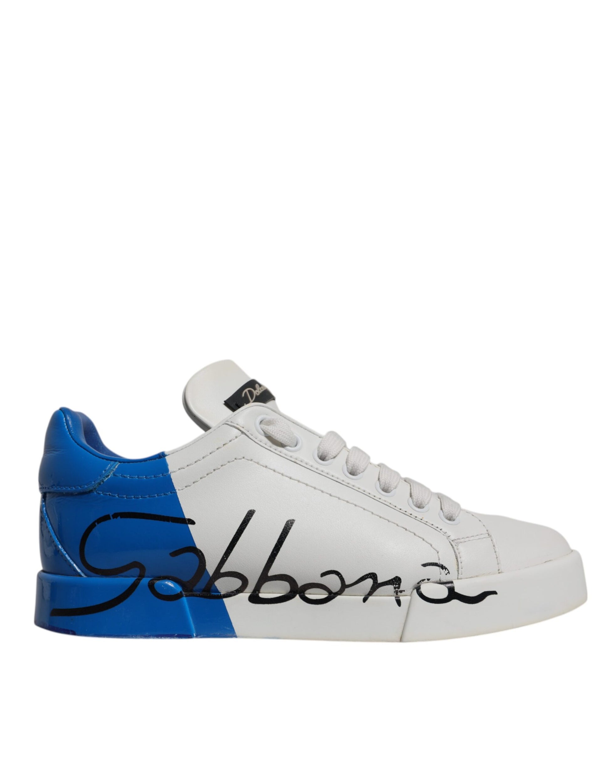 White Blue Logo Portofino Sneakers Shoes-Dolce & Gabbana-LabelTerrace.com