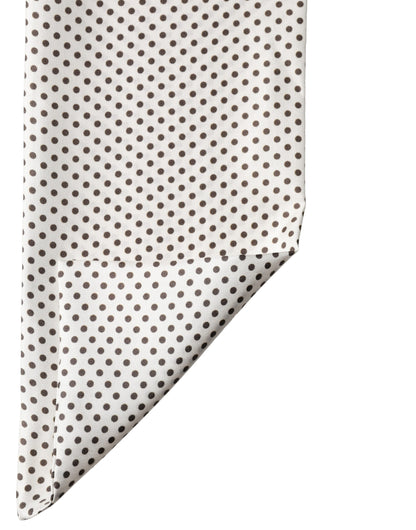 White Brown Polka Dot Silk Bandeau Neck Wrap 151cm x 13cm Scarf