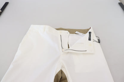White Brown Slim Fit Chino Pants