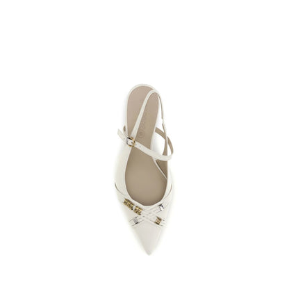 White Calf Leather Bos Taurus Mid Heel Pumps