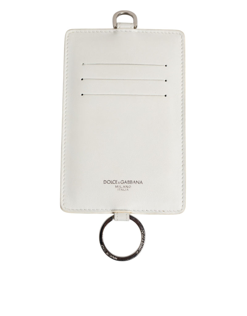 White Calf Leather Lanyard Logo Card Holder Men Wallet-Dolce & Gabbana-LabelTerrace.com