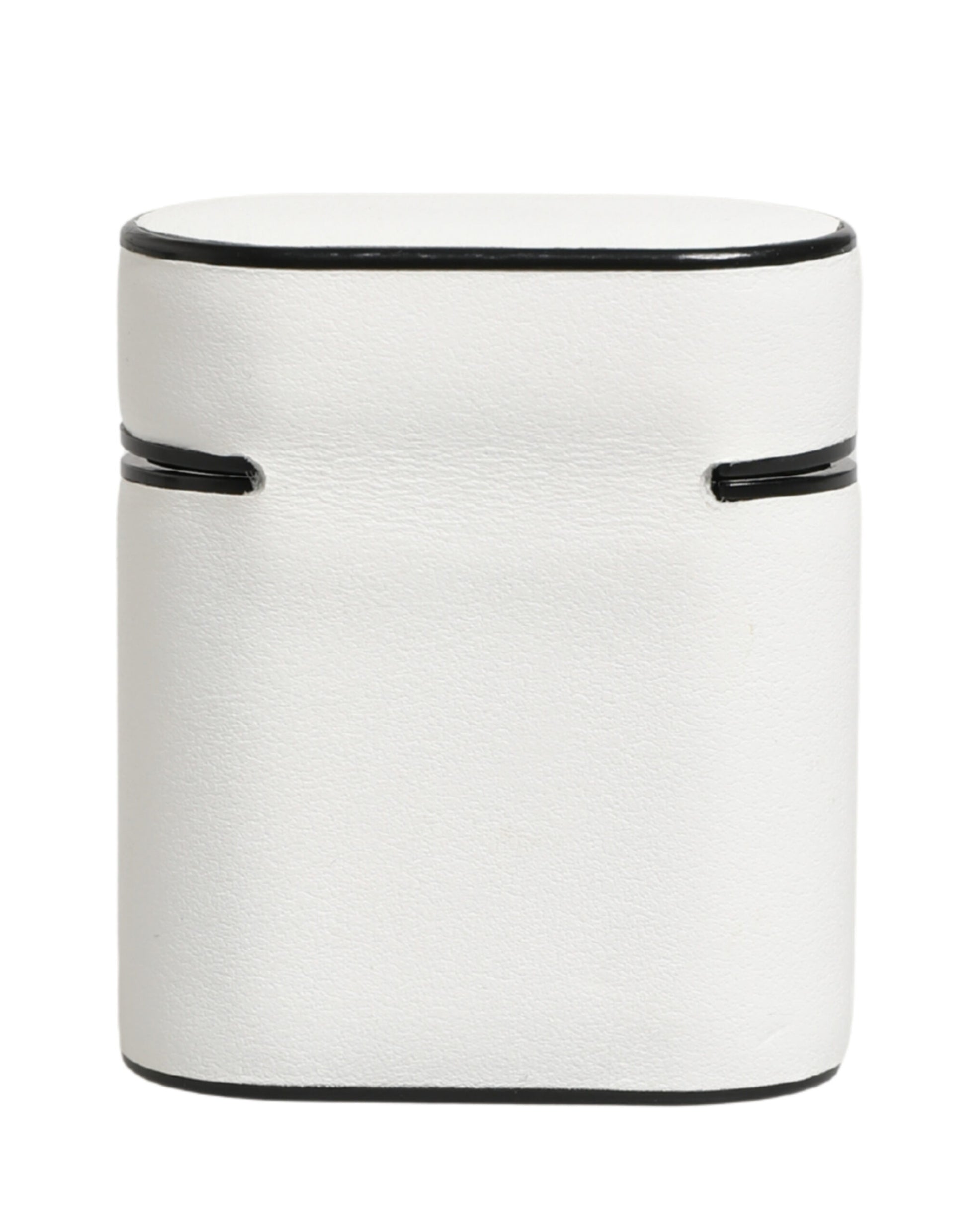 White Calf Leather Logo Print Flip Holder Airpods Case