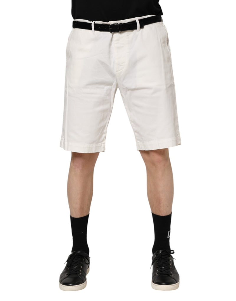White Chinos Cotton Stretch Men Casual Shorts-Dolce & Gabbana-LabelTerrace.com