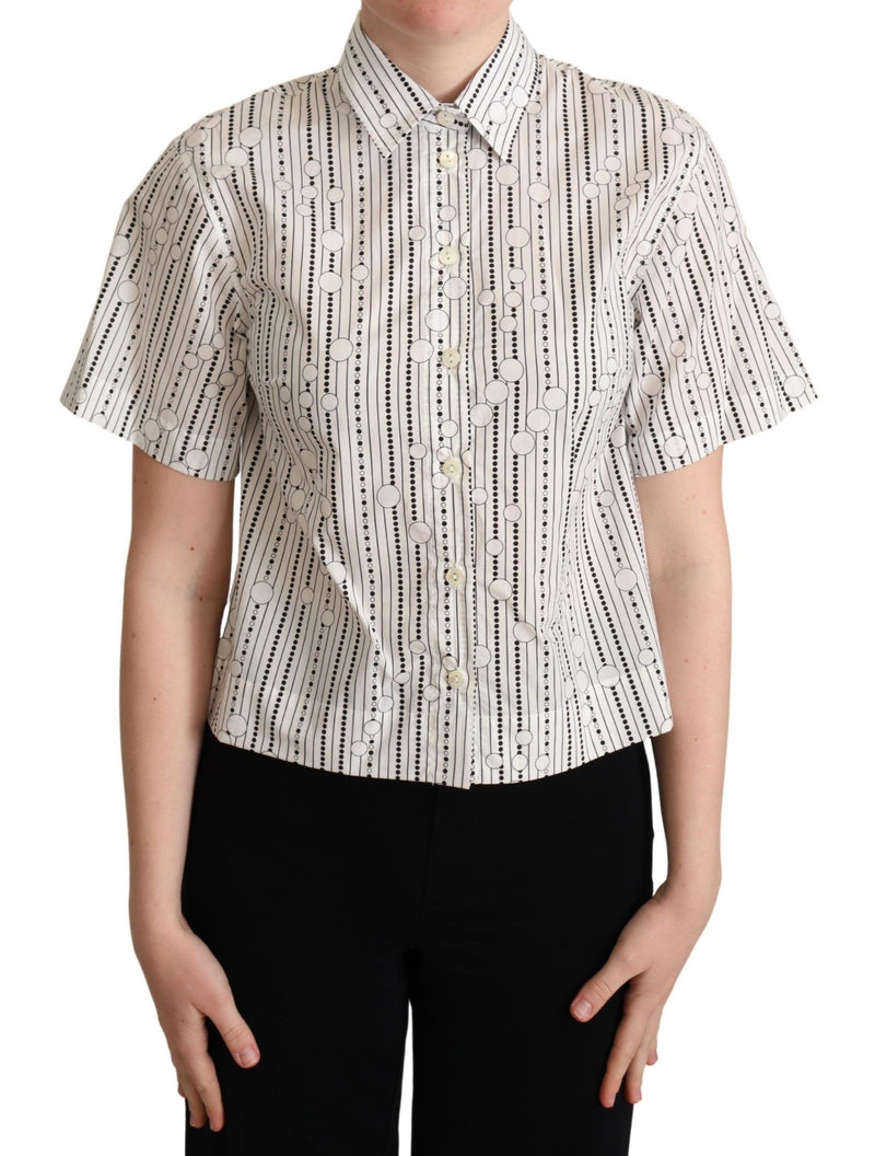 White Circles Dots Collared Button Up Shirt-Dolce & Gabbana-LabelTerrace.com