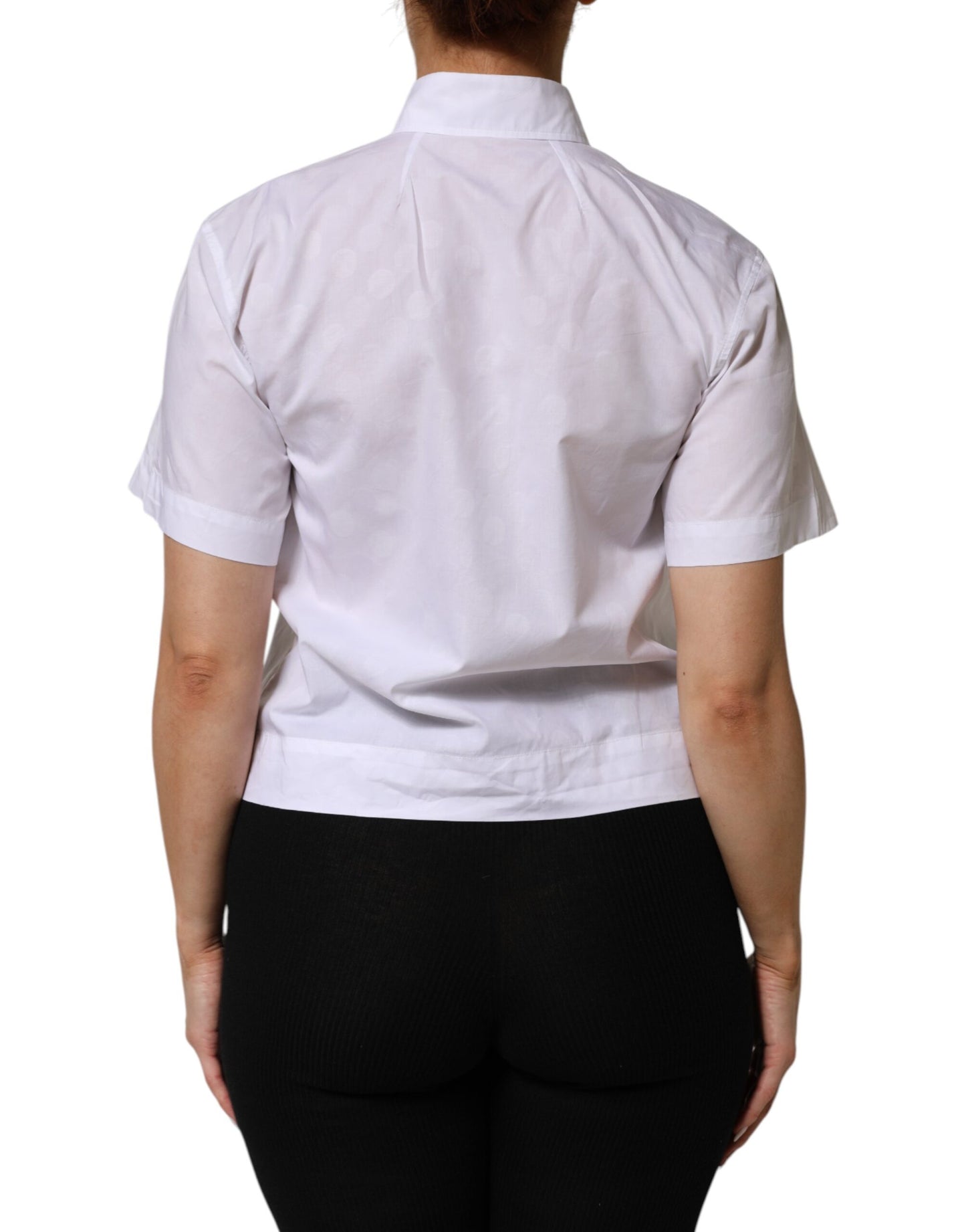 White Collared Short Sleeve Polo Shirt Top-Dolce & Gabbana-LabelTerrace.com