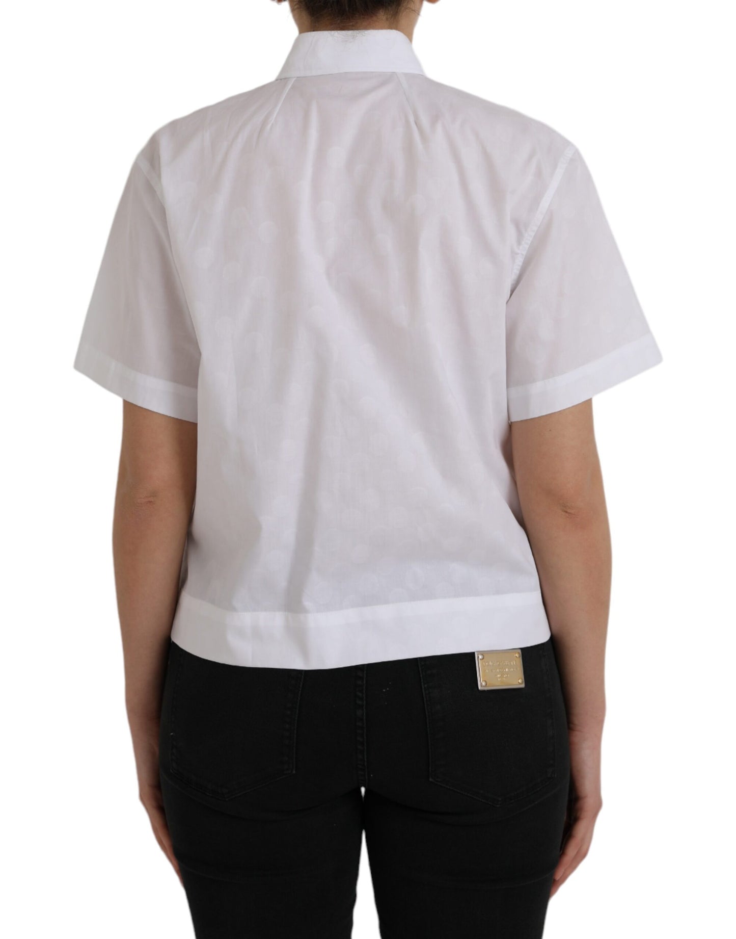 White Collared Short Sleeve Polo Shirt Top-Dolce & Gabbana-LabelTerrace.com