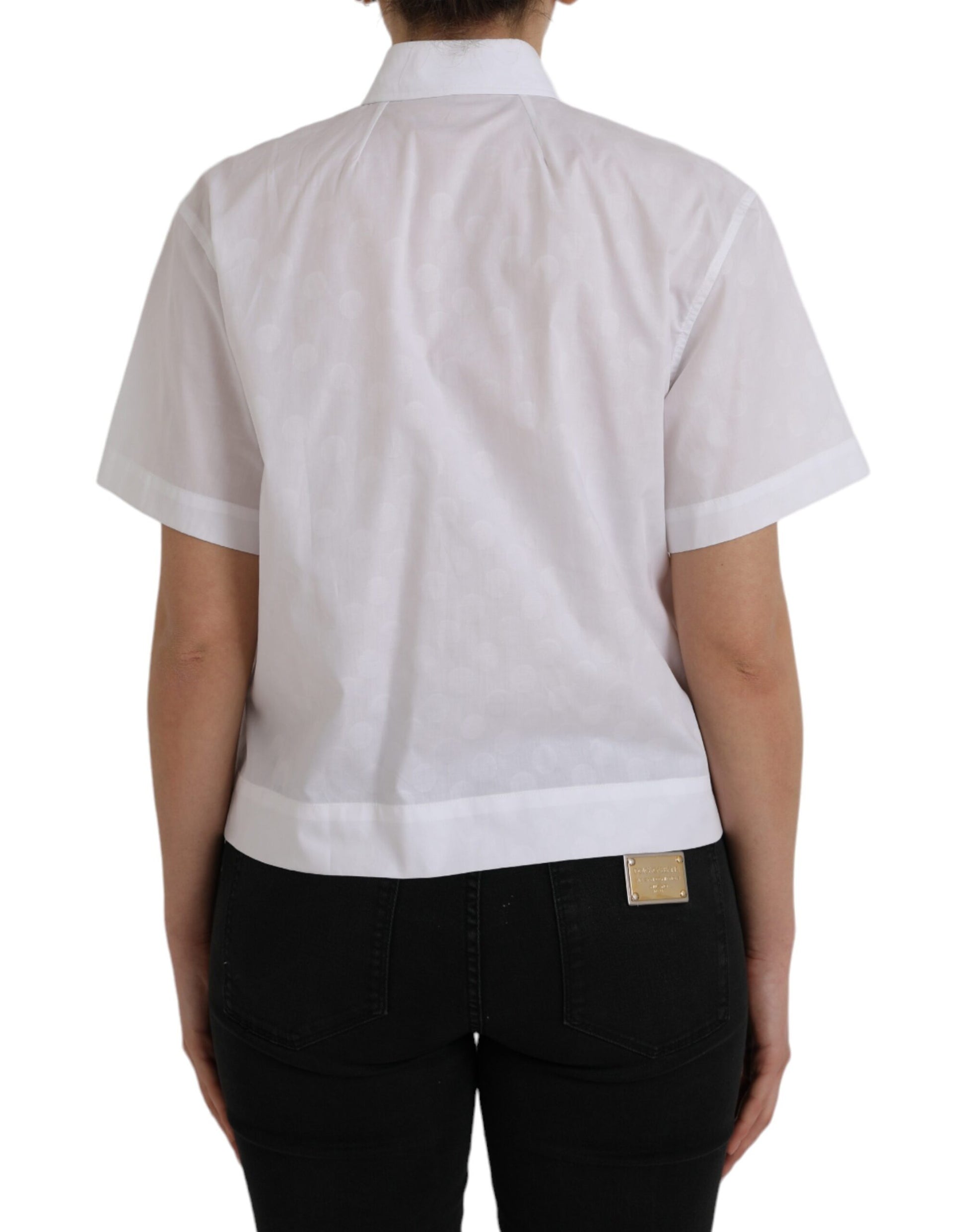 White Collared Short Sleeve Polo Shirt Top-Dolce & Gabbana-LabelTerrace.com