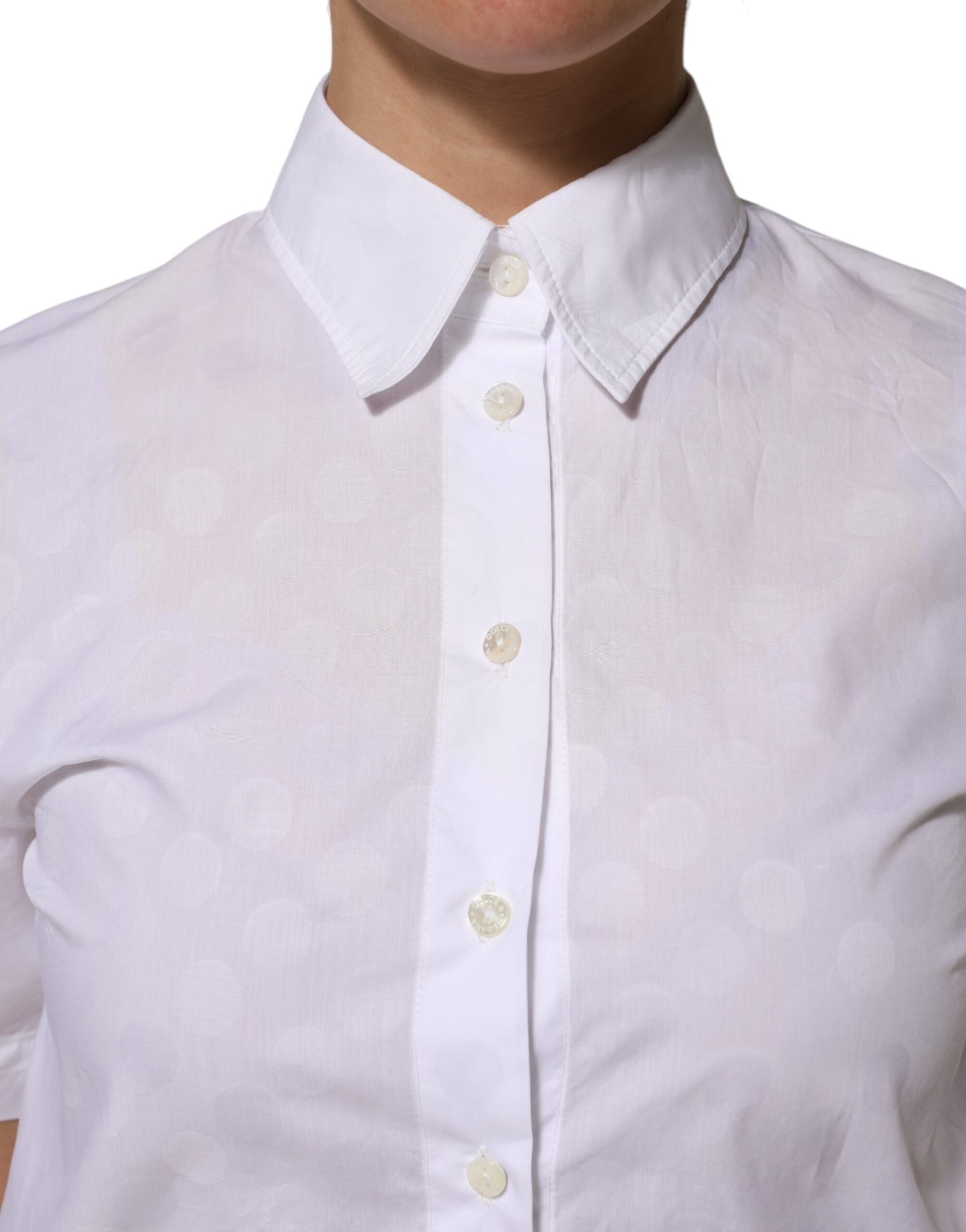 White Collared Short Sleeve Polo Shirt Top-Dolce & Gabbana-LabelTerrace.com