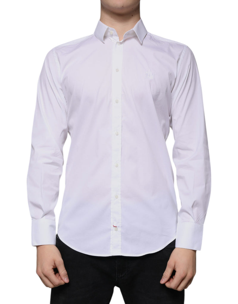 White Cotton Blend Men MARTINI Dress Shirt-Dolce & Gabbana-LabelTerrace.com
